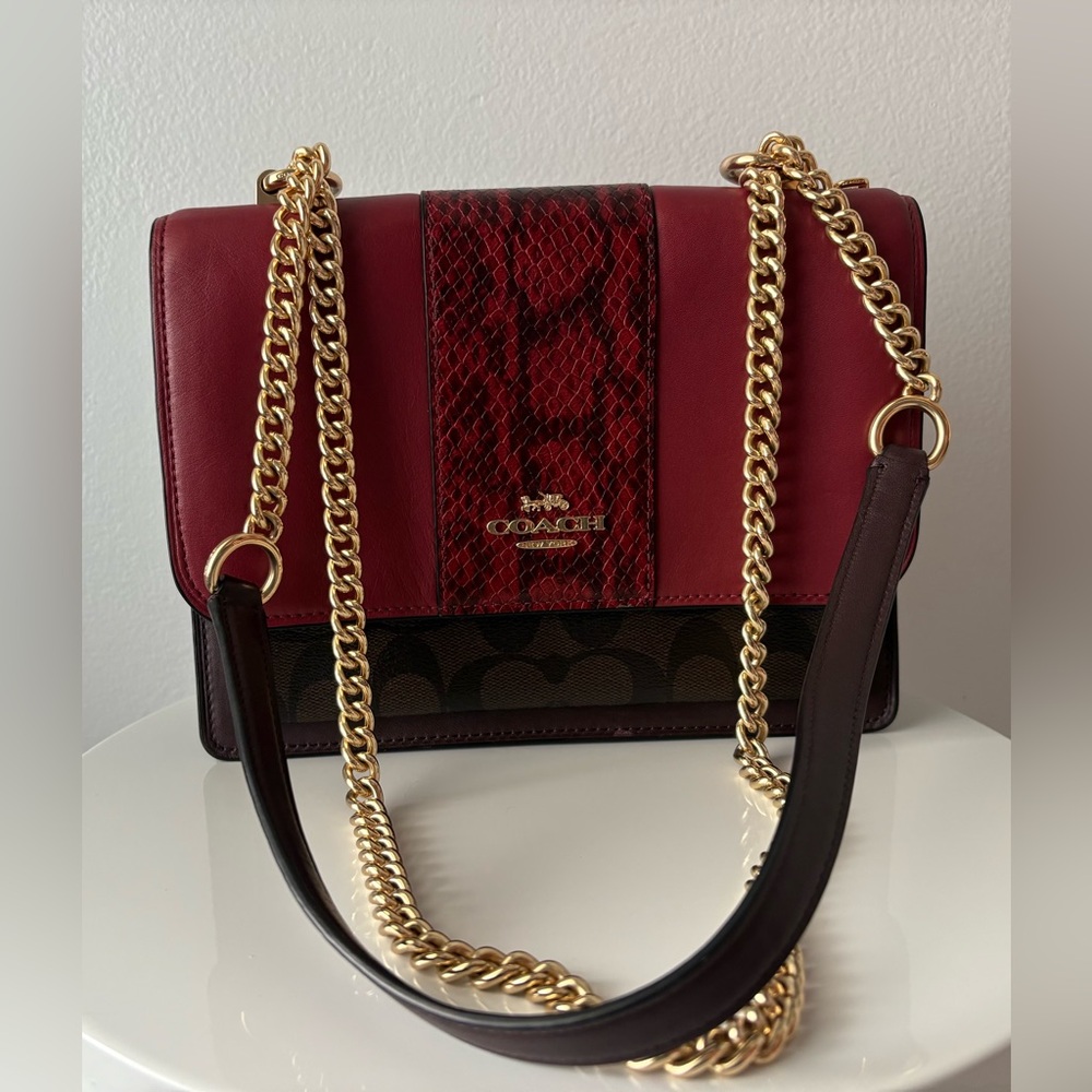 Coach Klare Crossbody Colorblock Signature Canvas Chain/leather strap